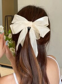 DAZY Bow Decor Hair Clip - Beige - View 1