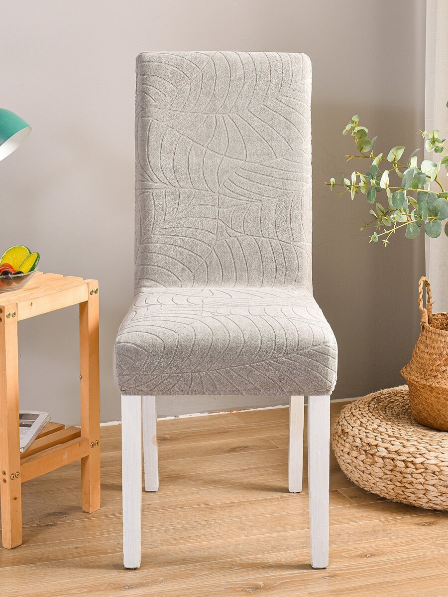 1入組素色現代主義滌綸可水洗彈性椅套適用於餐廳 - 淺灰色 - 查看 1