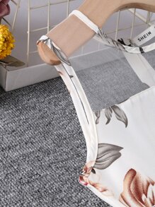 SHEIN Tween Girl Floral Print Mesh Panel Belted Dress - Multicolor - View 7