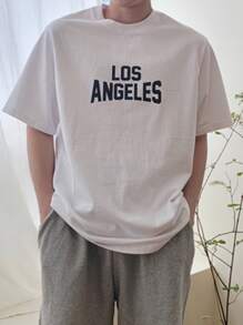 DAZY Men Cotton Letter Graphic Tee - White - View 1