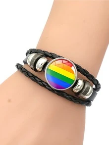 Cầu vồng sọc mô hình vòng trang trí lớp vòng tay - Nhiều màu - Xem 2