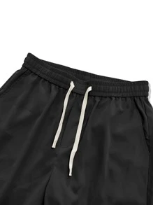 Manfinity Roghcode Men's Loose-Fit Shorts With Letter Detailing And Adjustable Drawstring Waistband