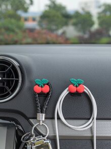 2pcs Cherry Decor Car Hook - Multicolor - View 1