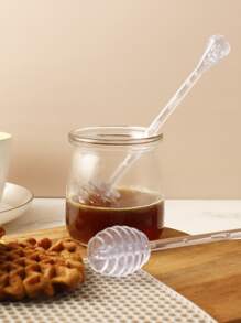 1pc Transparent Plastic Honey Stirring Stick, Honey Dipper, Honey Comb Stick, Honey Spoon, Jam Dipper Stick For Home, Wedding And Party Use - Clear - View 4
