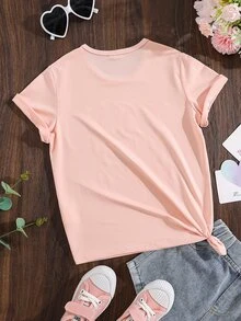 Niñas Camiseta con estampado de corazón - Rosa Pálido - Ver 2
