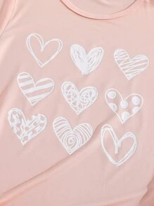 Niñas Camiseta con estampado de corazón - Rosa Pálido - Ver 3