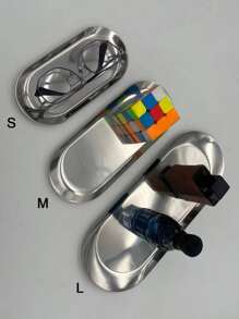 1 件不锈钢盘子，银色椭圆形面包托盘，多功能储物托盘，适用于家庭、厨房、圣诞节返校礼物、学校用品 - 銀色 - 查看 4