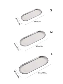 1 件不锈钢盘子，银色椭圆形面包托盘，多功能储物托盘，适用于家庭、厨房、圣诞节返校礼物、学校用品 - 銀色 - 查看 8