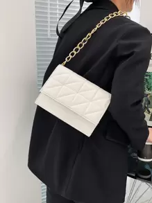女士单肩包、链条包、迷你方包、绗缝包、轻便迷你包，适合通勤、休闲、日常搭配、约会、工作、学生等各种场合。 - 白色 - 查看 2