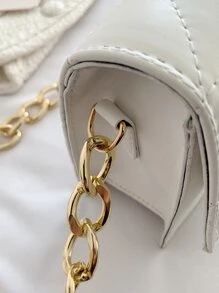 女士单肩包、链条包、迷你方包、绗缝包、轻便迷你包，适合通勤、休闲、日常搭配、约会、工作、学生等各种场合。 - 白色 - 查看 3