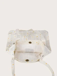 花卉刺繡單肩包 - 米色 - 查看 3