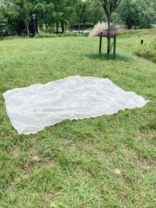 1pc Lace And Gauze Picnic Mat - White - View 3
