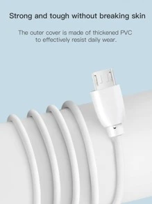 1米厚微型USB快速充電數據線，堅不可摧，不纏結，不變形充電線，廣泛兼容 - 白色 - 查看 5
