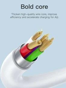 1米厚微型USB快速充電數據線，堅不可摧，不纏結，不變形充電線，廣泛兼容 - 白色 - 查看 6