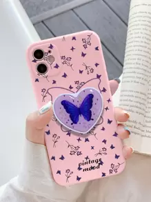 Funda para móvil con estampado de mariposa con agarre de teléfono sobresaliente - Multicolor - Ver 1