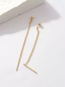 極簡風格耳線 - 金黃色 - 查看 4