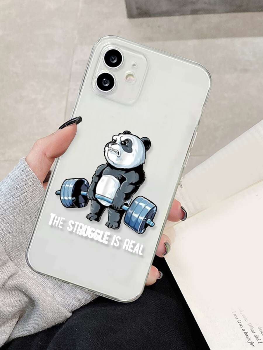 苹果健身房熊猫举重熊透明手机壳适用于 iPhone15/15Plus/15Pro/15Promax - 彩色 - 查看 1