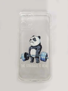 苹果健身房熊猫举重熊透明手机壳适用于 iPhone15/15Plus/15Pro/15Promax - 彩色 - 查看 3