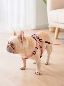 1入組素色寵物背帶和1入組牽引繩 - 粉色 - 查看 1