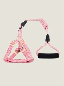 1入組素色寵物背帶和1入組牽引繩 - 粉色 - 查看 2