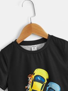 SHEIN Toddler Boys Car Print Tee - Black - View 4