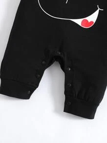 男嬰卡通圖案T恤連體褲和帽