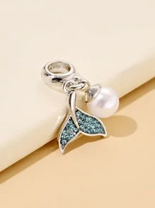 Colgante De Bricolaje De Aleación De Cola De Pez De Estrás Y Perla Falsa - Multicolor - Ver 2