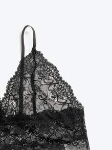 4 piezas set de lencería con encaje floral con túnica con cinturón de satén - Multicolor - Ver 3