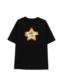Letter & Star Pattern Tee - Black - View 3