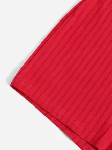 Comfortcana Casual Solid Color Short Sleeve Jumpsuit, Summer - Red - View 5