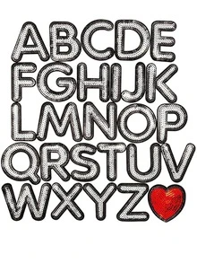 26 件装珍珠字母布贴，装饰缝制布贴 - 銀色 - 查看 1