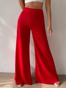 Chiquease High Waist Wide Leg Trousers - Red - View 4