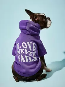 PETSIN Reflective Letter Graphic Pet Hoodie - Purple - View 1