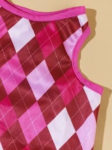 1pc Plaid Print Pet Tank - Multicolor - View 5