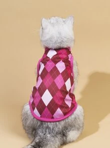 1pc Plaid Print Pet Tank - Multicolor - View 3