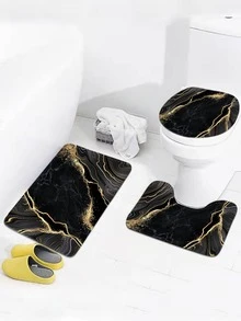 1 pieza Alfombra de baño con estampado de mármol o 1 pieza cortina de ducha - Multicolor - Ver 4