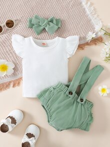 嬰兒荷葉邊T恤和多層邊短褲附髮帶 - 彩色 - 查看 5