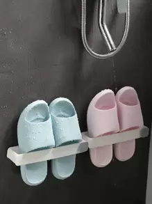 1pc Wall Mounted Plastic Slipper Storage Rack - White - View 5