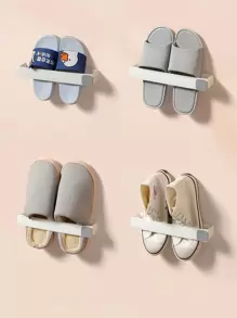 1pc Wall Mounted Plastic Slipper Storage Rack - White - View 3