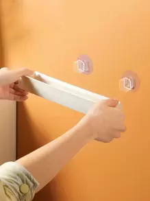 1pc Wall Mounted Plastic Slipper Storage Rack - White - View 4