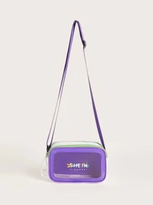 SHEIN Colorblock PVC Crossbody Bag - Purple - View 2