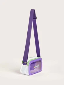 SHEIN Colorblock PVC Crossbody Bag - Purple - View 6