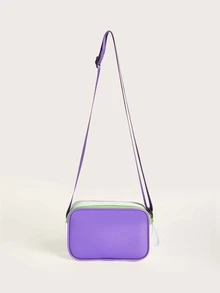 SHEIN Colorblock PVC Crossbody Bag - Purple - View 7