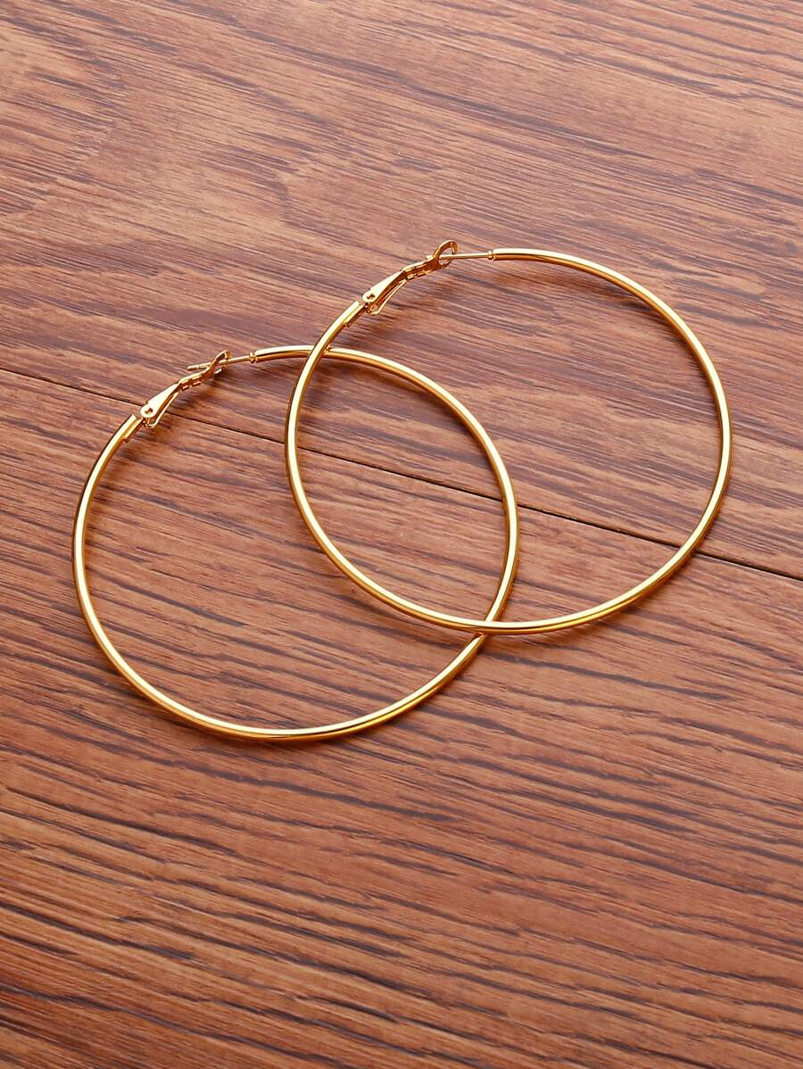 1入組極簡圓耳環,不銹鋼首飾類 - 金黃色 - 查看 1