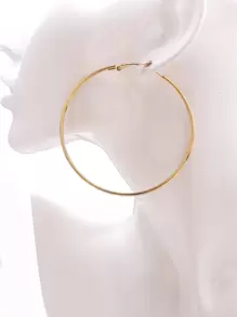 1入組極簡圓耳環,不銹鋼首飾類 - 金黃色 - 查看 4