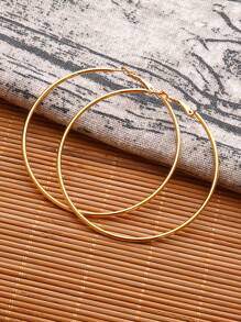 1入組極簡圓耳環,不銹鋼首飾類 - 金黃色 - 查看 2