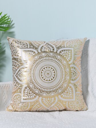 1pc Gilded Decorative Pillow Cover, Simple & Fashionable Geometric Pattern Cushion Cover, Comfortable