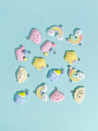 14 piezas Colgante DIY con dibujos animados