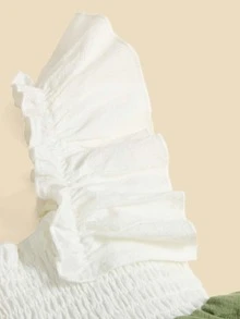 Baby Colorblock Shirred Ruffle Trim Dress - Multicolor - View 3