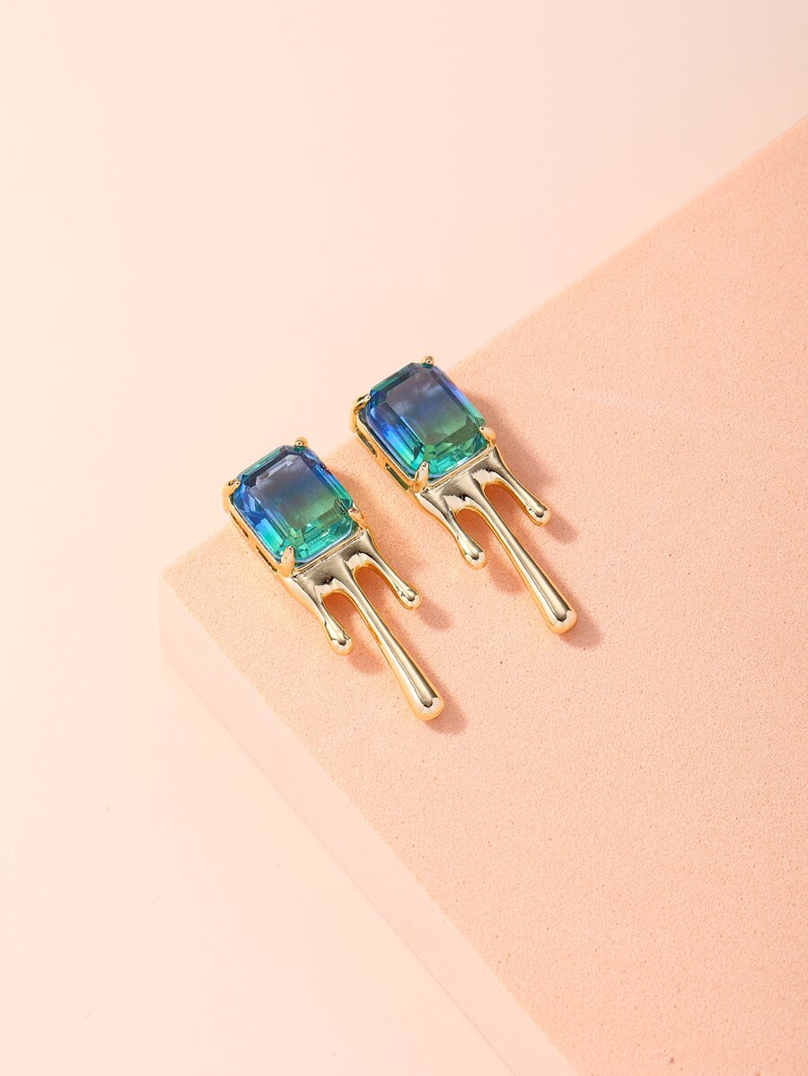 寶石裝飾耳釘 - 彩色 - 查看 1